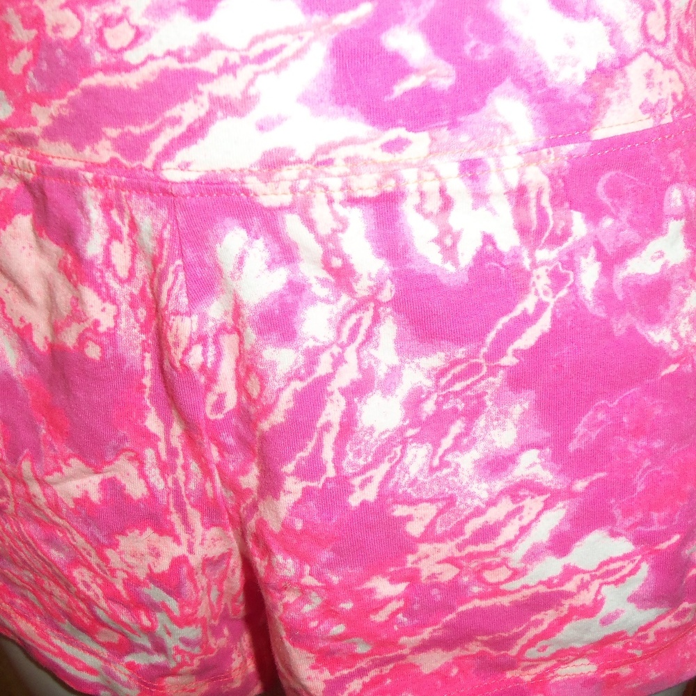 Womens Stretch Booty Shorts Pink & White Tye Dye